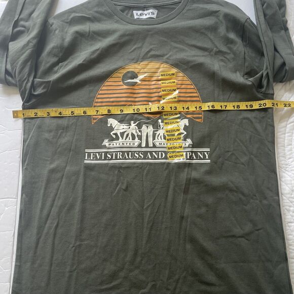 Levis Shirt Mens Medium Olive Green Henley Knit Long Sleeve Lightweight Casual - Picture 7 of 9